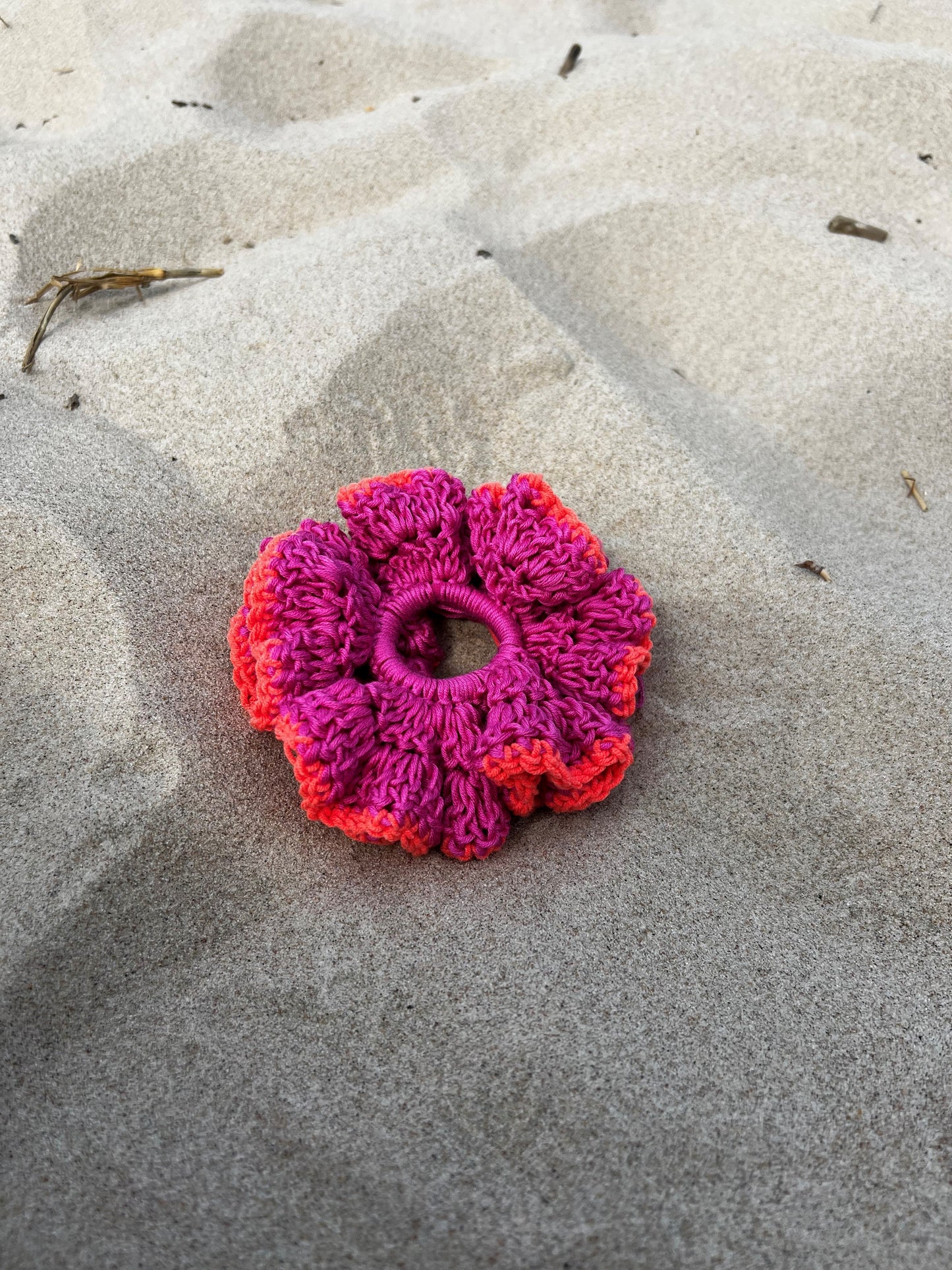 Scrunchie duża - róż + pomarańcz
